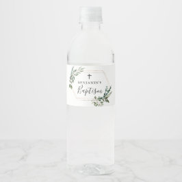 Grüne Gold Cross Taufe Wasser Flasche Etikett