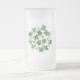 Grüne Gold Glitter Kleeblätter St. Patrick's Day   Mattglas Bierglas