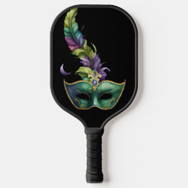 GRÜNE & GOLD MARDI GRAS MASK & BLÄTTER PICKLEBALL SCHLÄGER