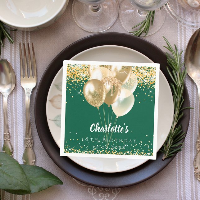 Grüne Goldballons Konfetti Serviette (Von Creator hochgeladen)