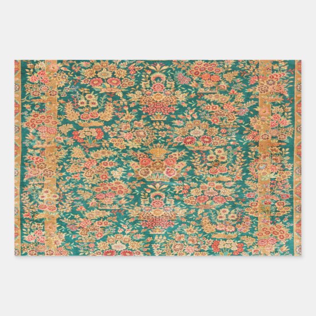 Grüne Goldblütenblüte, persisch-türkischer Stil Geschenkpapier Set (Vorderseite)