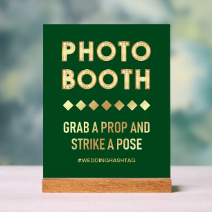 Grüne Goldene Buchstaben Hochzeits Foto Booth Acrylschild