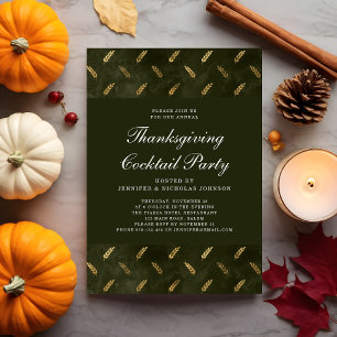 Grüne Goldene Erntedank-Cocktailparty Einladung