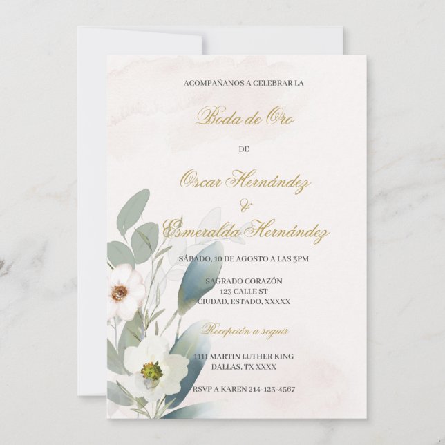 Grüne goldene Hochzeit Einladung (Vorderseite)