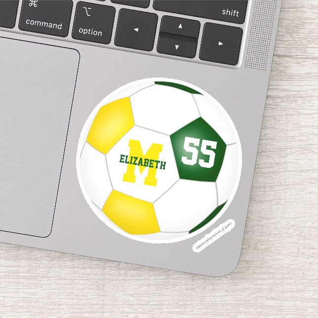 Grüne goldene Mannschaft färbt Jungs Fußball Aufkleber (Detail)