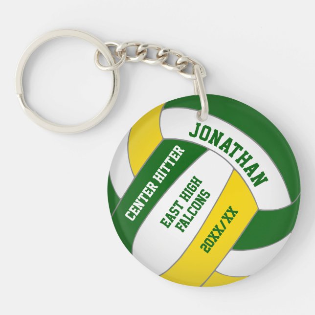 Grüne Goldmannschaft färbt Buben Volleyball Schlüsselanhänger (Vorderseite)