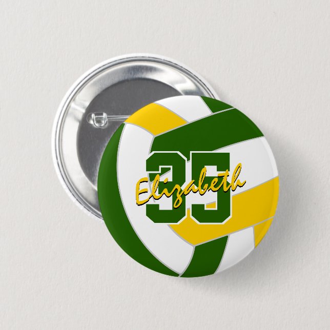 Grüne Goldvolleyball-Mannschaftsfarben Button (Vorne & Hinten)