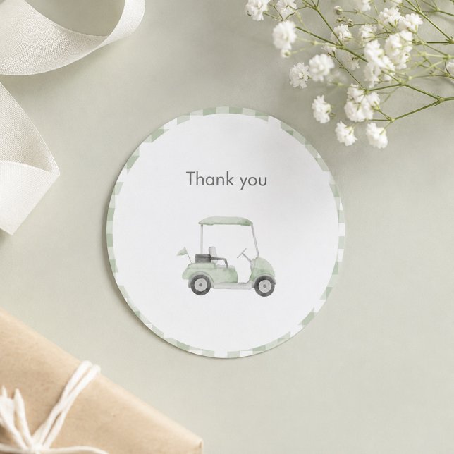 Grüne Golf Babydusche Runder Aufkleber (Von Creator hochgeladen)