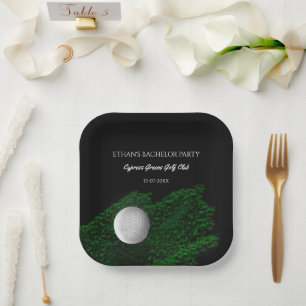 Grüne Golfball-Golfer-Junggesellen-Golfer-Party Pappteller