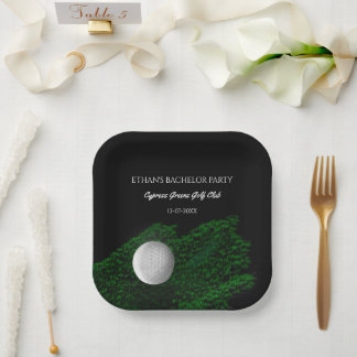 Grüne Golfball-Golfer-Junggesellen-Golfer-Party Pappteller