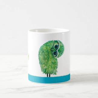 Grüne grabende Eulen-Küstenkunst Kaffeetasse