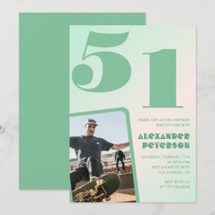 Grüne Gradienten 51. Geburtstagseinladungen Junge  Einladung