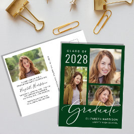 Grüne Graduierungspartei des modernen Fotos Einladungspostkarte
