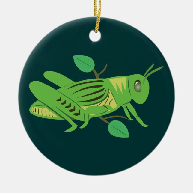 Grüne Grasshopper Keramikornament (Vorne)
