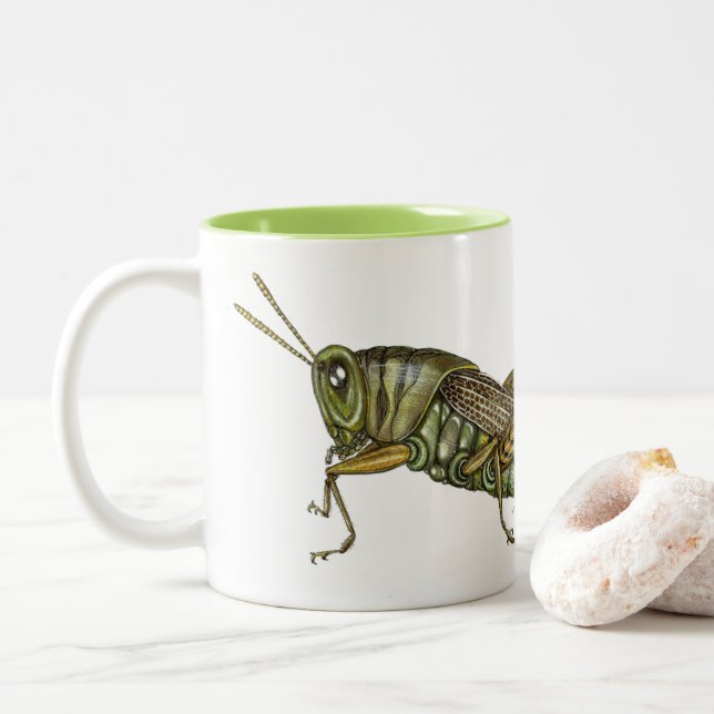 Grüne Grasshopper Zweifarbige Tasse (Mit Donut)