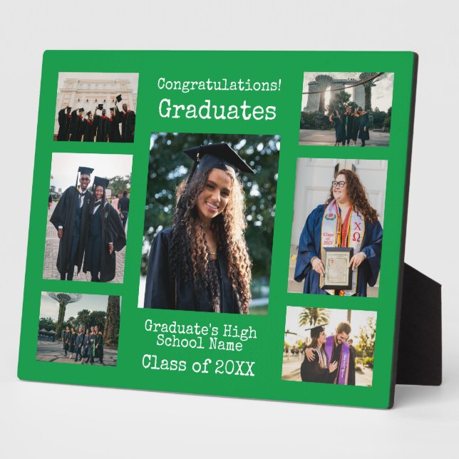 Grüne Gratulationen der High School Graduate Foto Fotoplatte (Seite)