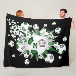 Grüne graue Fußballbälle Stars Mädchen nennen Fleecedecke