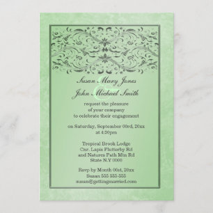 Grüne graue Hochzeitstag-Verlobung Einladung