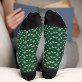 Grüne graue Schneeflocken Socken