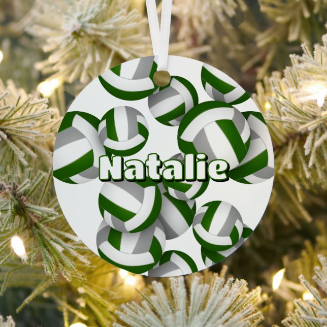 grüne graue Volleybälle mit Athleten Namensgewähr Ornament Aus Metall (InSitu)
