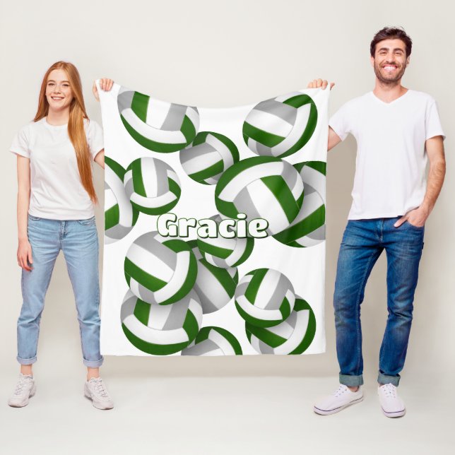 Grüne graue Volleyballs Mädcheneinrichtung Fleecedecke (Beispiel)