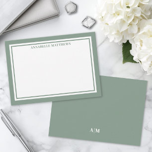 Grüne Grenze Minimalistischer Name Monogramm Mitteilungskarte