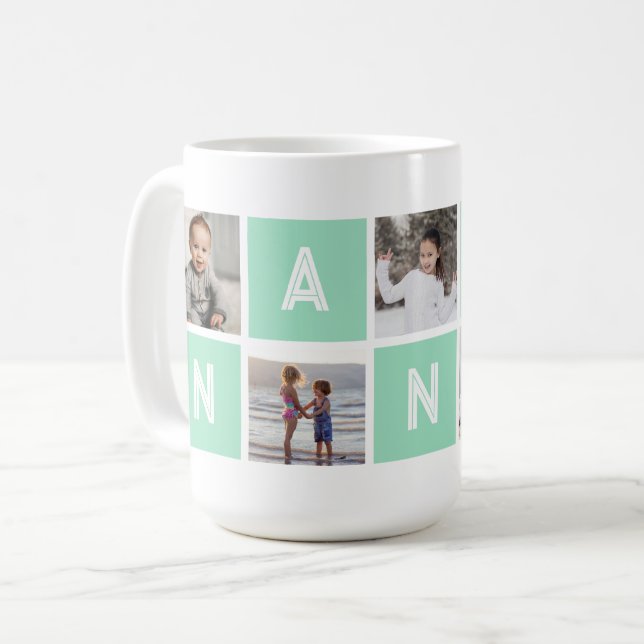 Grüne Großmutter 5 Foto Collage Nana Kaffeetasse (Vorderseite Links)