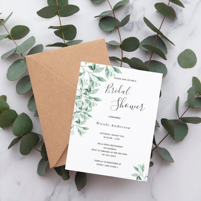 Grüne grüne botanische Bridal Dusche Einladung Postkarte (Von Creator hochgeladen)