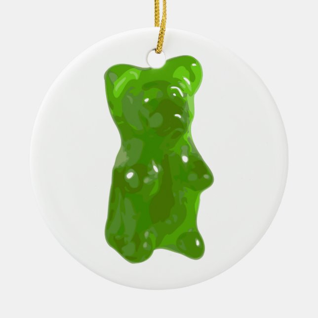 Grüne gummiartige Bärn-Süßigkeit Keramikornament (Vorne)