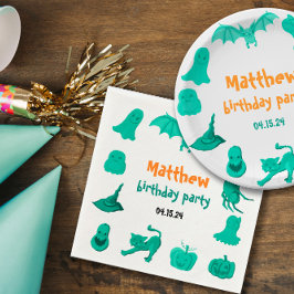 Grüne Halloween-Geburtstagsparty Paper Napkin Serviette