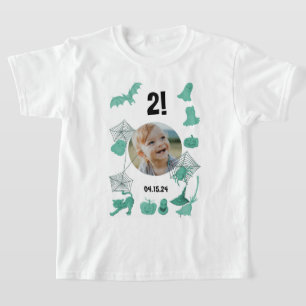 Grüne Halloween-Sitte mit Foto, Alter und Geburtst T-Shirt