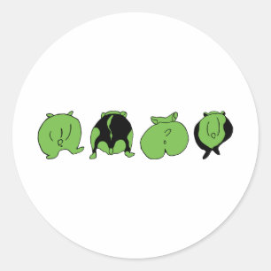 Grüne Hamsterpopos Runder Aufkleber