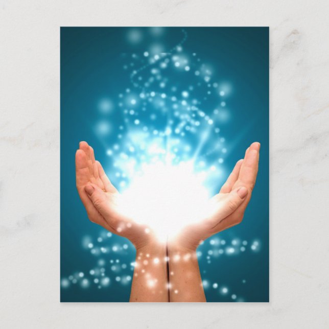 Grüne Hände chakra Reiki Energie Zen-Yoga Postkarte (Vorderseite)