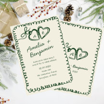 grüne handgezeichnete Herz Whimsical Hochzeit
