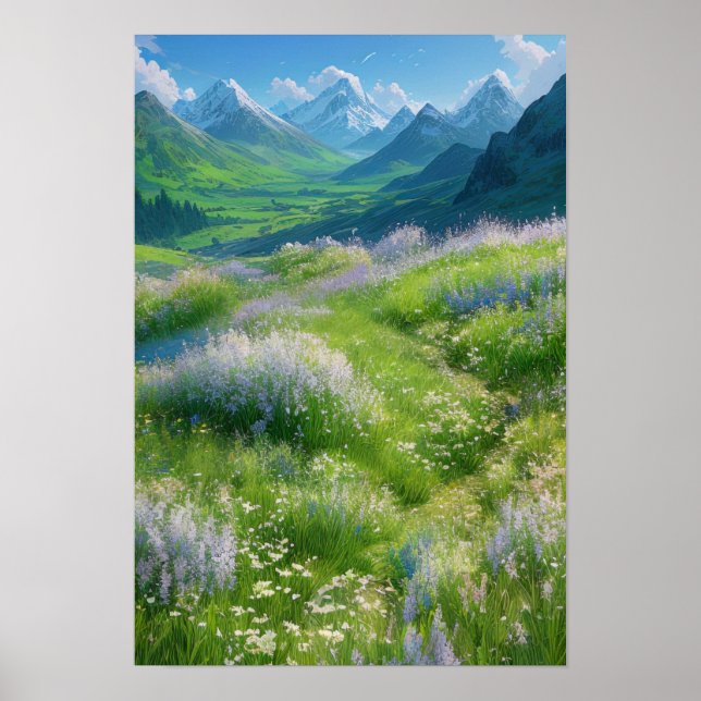 Grüne Haven in den Bergen Poster (Vorne)