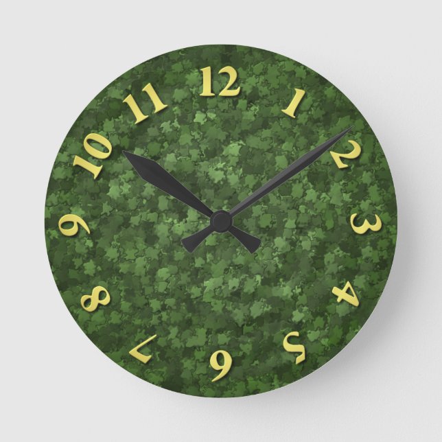 Grüne Hedge-Camouflage Runde Wanduhr (Vorderseite)