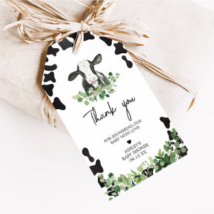 Grüne Heilige Kuh Baby Shower Favor Tags Geschenkanhänger