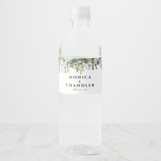 Grüne Herbal Hochzeitswasserflaschen Labels