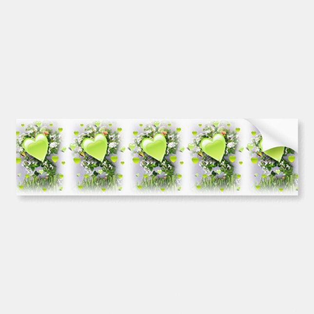 Grüne Herzen der Liebe_ Autoaufkleber (Vorne)
