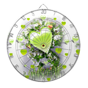 Grüne Herzen der Liebe_ Dartscheibe