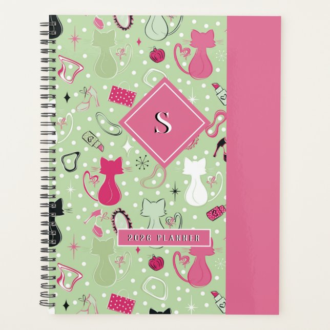 Grüne Herzkatzen aus der Mitte des Jahrhunderts Planer (Vorderseite)