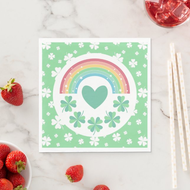 Grüne Herzklappen und Regenbogen Lucky One Serviette (Beispiel)