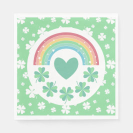 Grüne Herzklappen und Regenbogen Lucky One Serviette