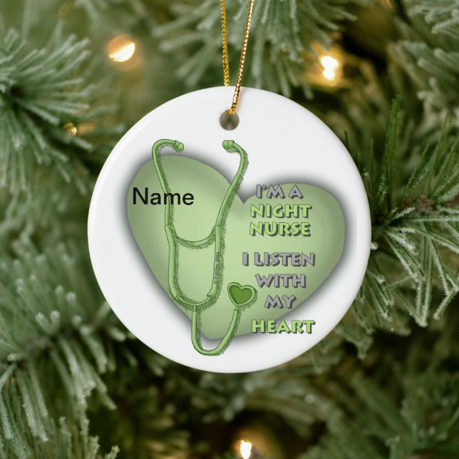Grüne Herznachtsnacht Keramik Ornament (Baum)