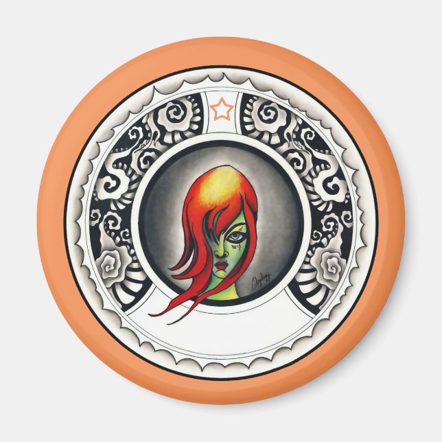 Grüne Hexe Magnet (Vorne)