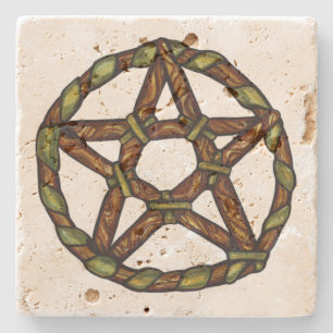 Grüne Hexe Pagan Pentakel Natur Wicca Steinuntersetzer