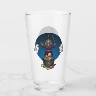 Grüne Hexe und Geister Trick-or-Treat Halloween Glas