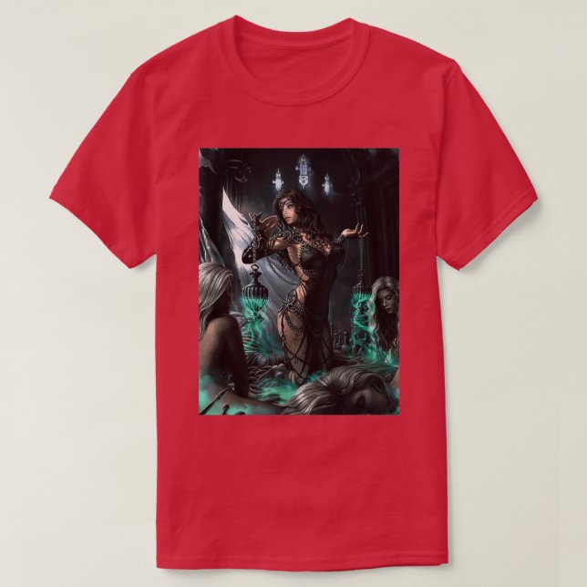 Grüne Hexen POster T-Shirt (Design vorne)