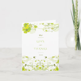 Grüne Hibisken Wirbel & Schwedische Blumenhochzeit Dankeskarte
