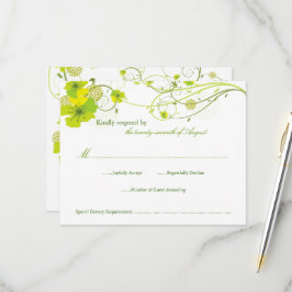Grüne Hibisken Wirbel & Schwedische Blumenhochzeit RSVP Karte